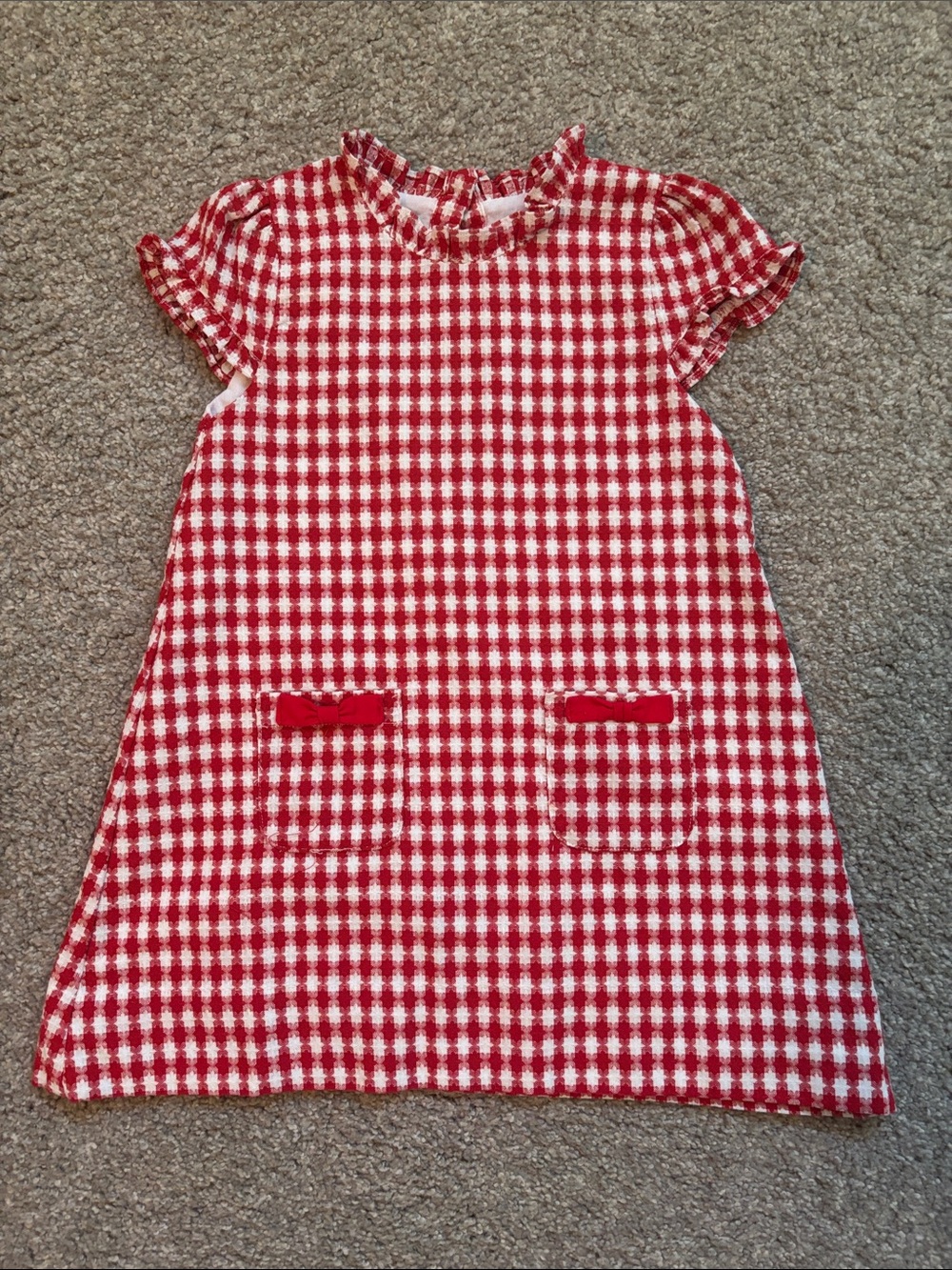 Smockingbird Red and White Gingham Ruffle Sleeve Dress 3T girls